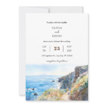 Rocky Cliff Trail Blue Ocean Waves Beach Wedding