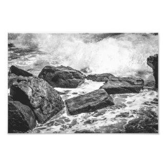 Rocky Coastline in Maine Black and White Fine Art Fotodruck