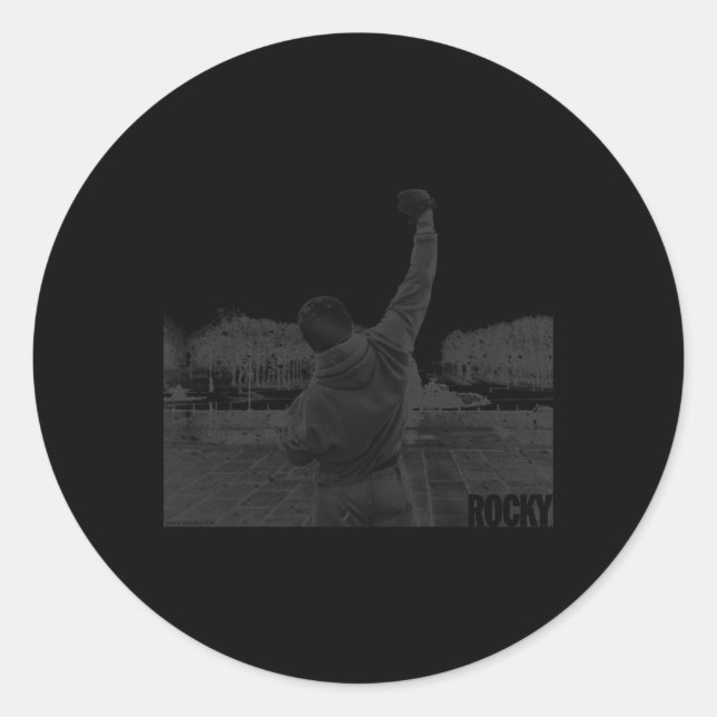 Rocky Fist Raise Gray Scale Movie Runder Aufkleber (Vorderseite)