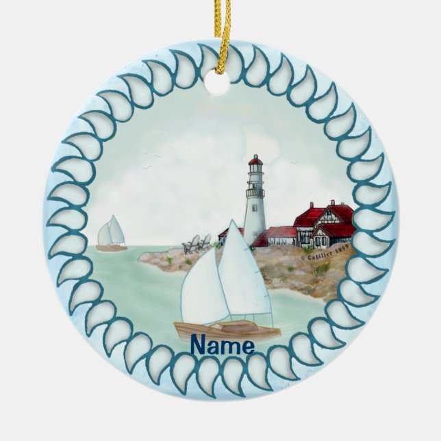 Rocky Lighthouse-Ornament Keramik Ornament (Vorne)