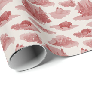 Rocky Mountain Animal Toile (Rot auf...) Geschenkpapier