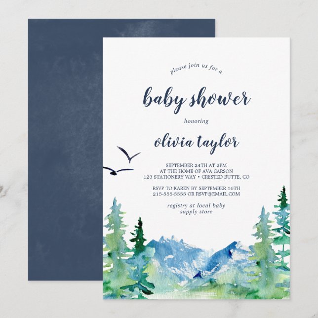 Rocky Mountain Baby Dusche Einladung (Vorne/Hinten)