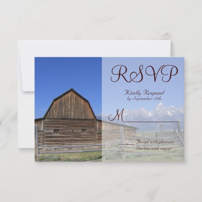 Rocky Mountain Barn Country Wedding RSVP Cards (Vorderseite)