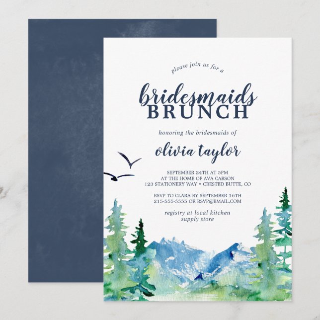 Rocky Mountain Bridesmaids Brunch Einladung (Vorne/Hinten)