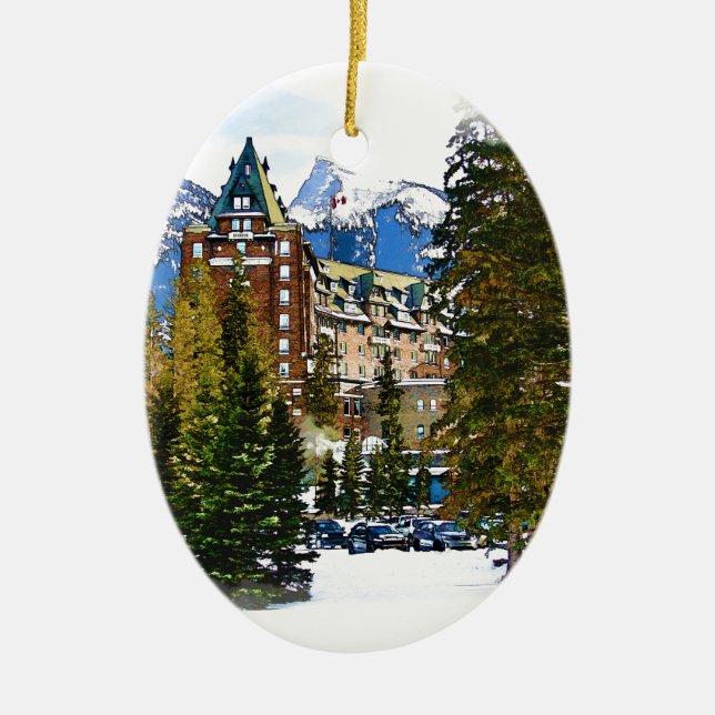 Rocky Mountain Castle - Banff Kanada Keramik Ornament (Vorne)