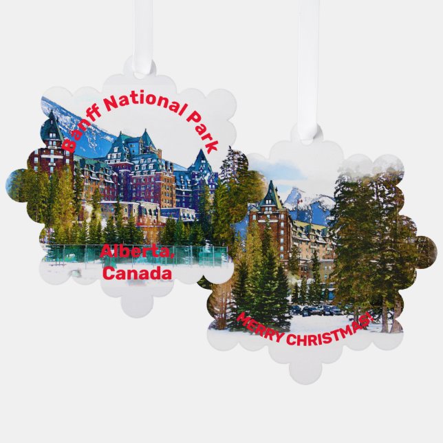 Rocky Mountain Castle - Banff Kanada Ornament Karte (Vorderseite/Rückseite)