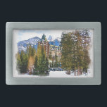 Rocky Mountain Castle - Banff Kanada Rechteckige Gürtelschnalle<br><div class="desc">Es gibt nichts anderes als einen Besuch eines erstklassigen Resorts wie Banff,  in den kanadischen Rockies und bleibe in erstklassigen Unterkünften,  die von den mächtigen Rocky Mountains umgeben sind.</div>