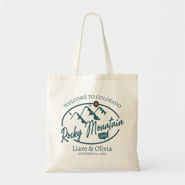 Rocky Mountain Colorado Hochzeit Begrüßung Tote Ta Tragetasche (Vorne)