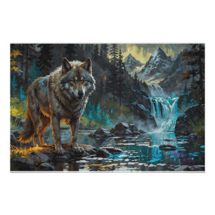 Rocky Mountain Grauer Wolf Art Poster
