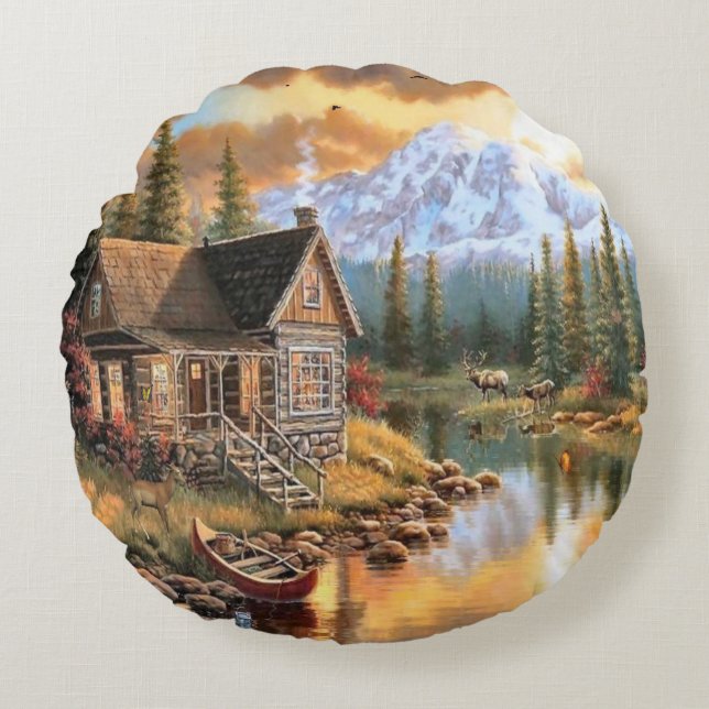 "Rocky Mountain High" Rundes Kissen (Vorderseite)