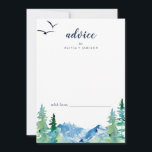 Rocky Mountain Hochzeit in Urlaubsort Hinweiskarte<br><div class="desc">Diese Rocky Mountain Hochzeit in Urlaubsort Ratkarte ist ideal für eine Hochzeit im Freien und kann für jede Veranstaltung verwendet werden. Das Design zeichnet sich durch eine blau-grün gestrichene Wildnislandschaft mit Aquarellkiefern, Vögeln und Bergen aus. Diese Ratschläge können als Gästebuchalternative für Hochzeitsempfang, Brautparty, Babydusche oder Abschlussfeier verwendet werden. Personalisieren Sie...</div>