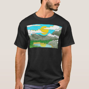 Rocky Mountain Lake. Sonnige Sommerlandschaft. T-Shirt