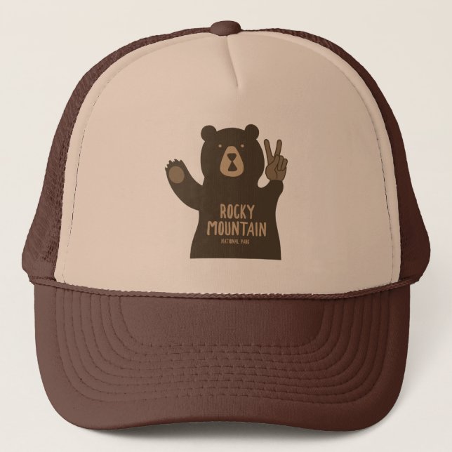 Rocky Mountain National Park Peace Bear Truckerkappe (Vorderseite)