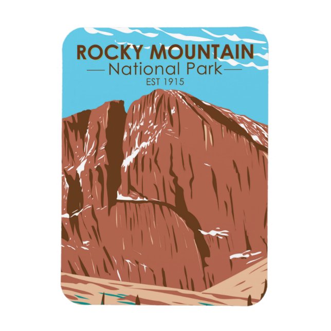 Rocky Mountain Nationalpark Colorado LongPeak Magnet (Vertikal)