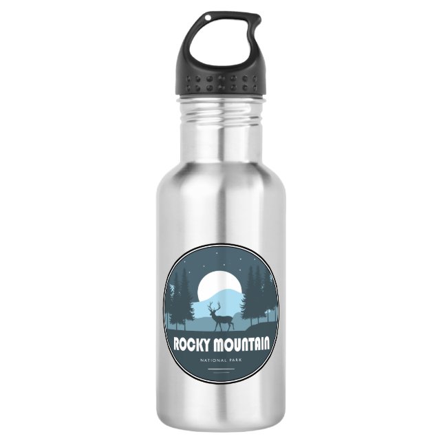 Rocky Mountain Nationalpark Deer Edelstahlflasche (Vorderseite)