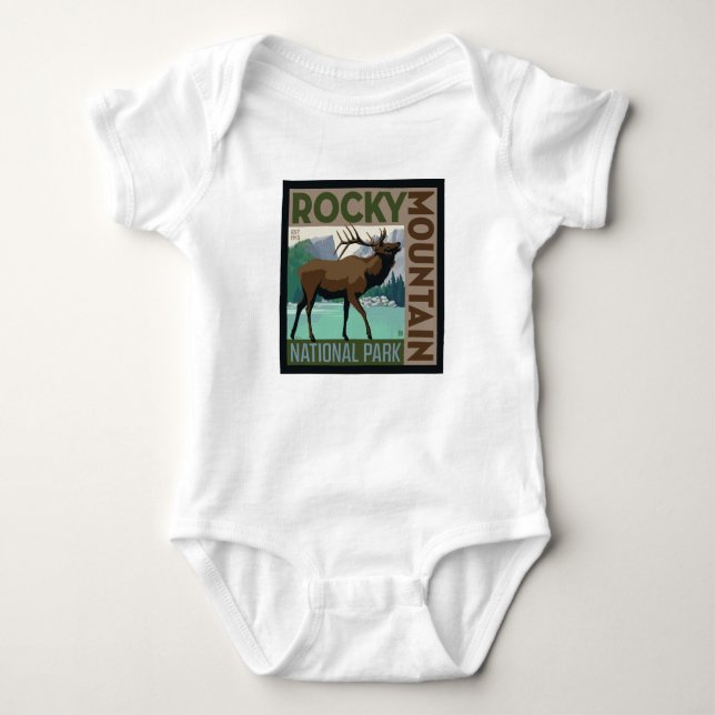 Rocky Mountain Nationalpark | Elch Baby Strampler (Vorderseite)