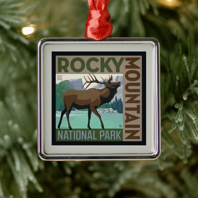Rocky Mountain Nationalpark | Elch Ornament Aus Metall (Baum)