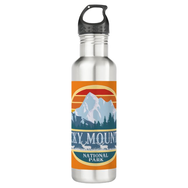 Rocky Mountain Nationalpark Elk Edelstahlflasche (Vorderseite)