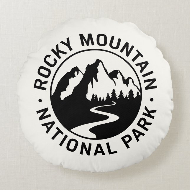 Rocky Mountain Nationalpark Emblem Rundes Kissen (Vorderseite)