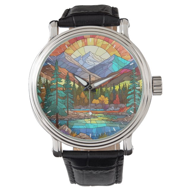 Rocky Mountain Nationalpark Gesteinigte Glass Rock Armbanduhr (Vorderseite)