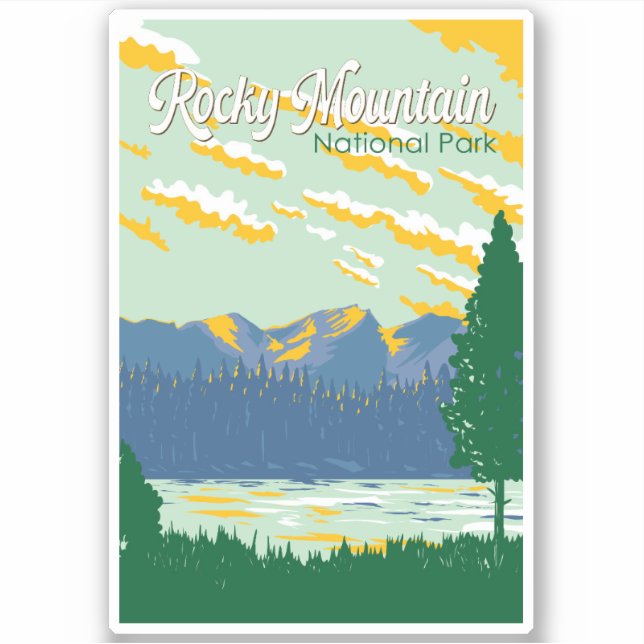 Rocky Mountain Nationalpark Illustration Aufkleber (Vorderseite)