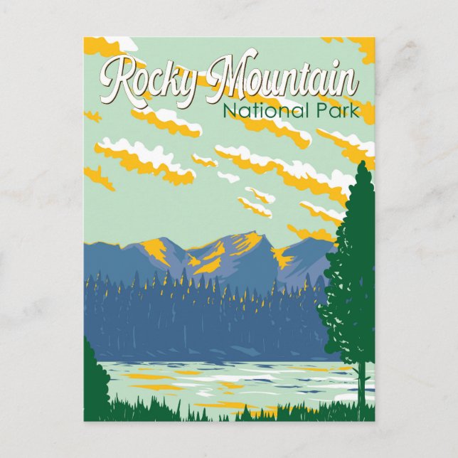 Rocky Mountain Nationalpark Illustration Postkarte (Vorderseite)