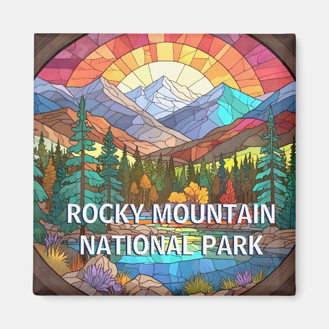 Rocky Mountain Nationalpark Imitate gesteinigt Gla Magnet (Vorne)