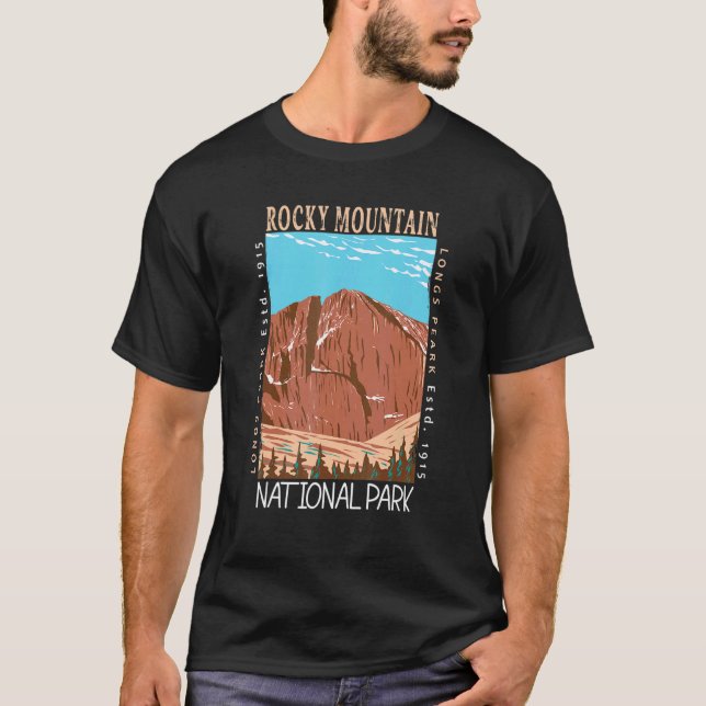 Rocky Mountain Nationalpark Langes Peak gestört T-Shirt (Vorderseite)