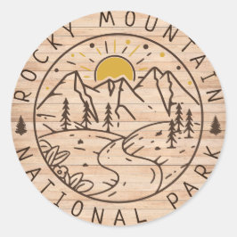 Rocky Mountain Nationalpark Minimalistischer Wald Runder Aufkleber