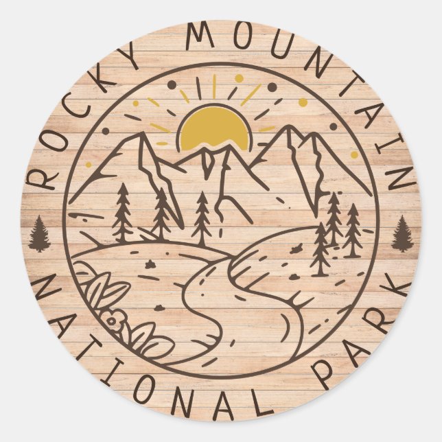 Rocky Mountain Nationalpark Minimalistischer Wald Runder Aufkleber (Vorderseite)