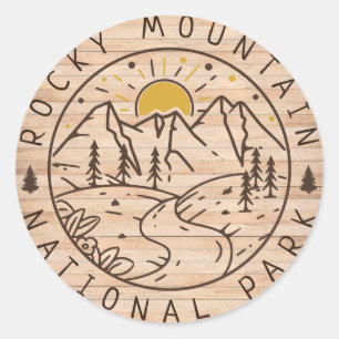 Rocky Mountain Nationalpark Minimalistischer Wald Runder Aufkleber
