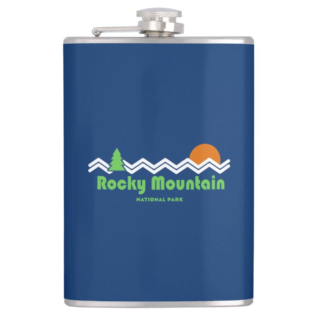 Rocky Mountain Nationalpark Retro Flachmann (Vorderseite)