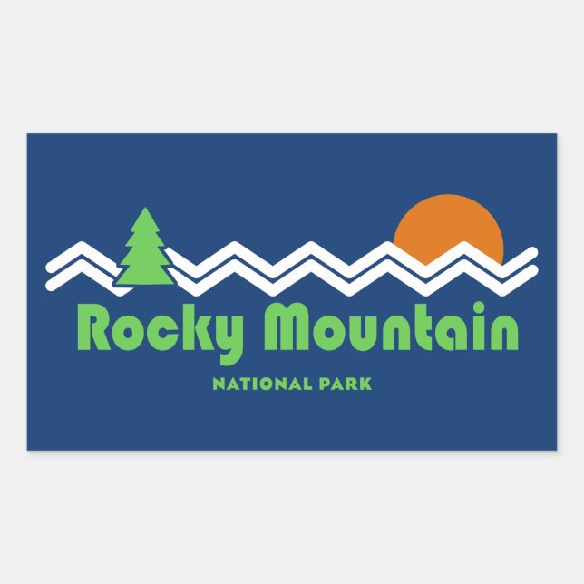 Rocky Mountain Nationalpark Retro Rechteckiger Aufkleber (Vorderseite)