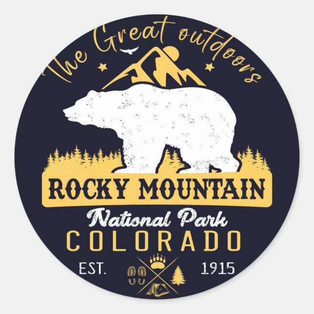 Rocky Mountain Nationalpark Vintag Souvenirs Runder Aufkleber (Vorderseite)