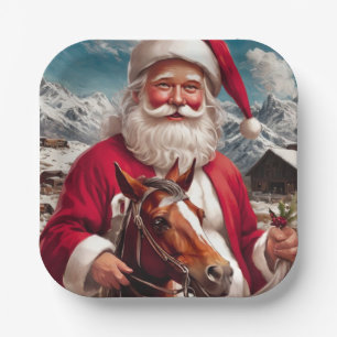 Rocky Mountain Santa und sein Pferd Pappteller
