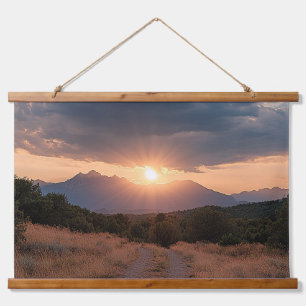 Rocky Mountain Sonnenaufgang Wandteppich Mit Holzrahmen