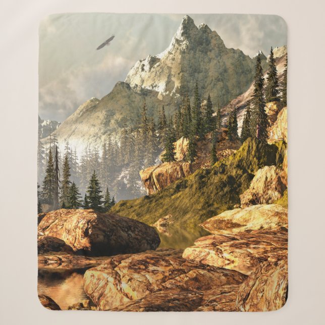 Rocky Mountain-Szene mit Glatzenadler in der Höhe Sherpadecke (Vorderseite)