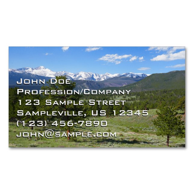 Rocky Mountain View Landschaftliche Landschaft Magnetische Visitenkarte (Vorderseite)