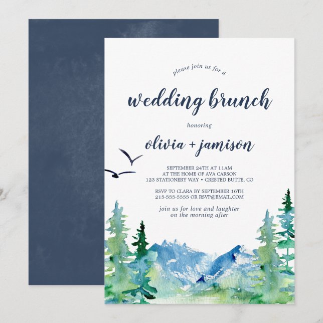 Rocky Mountain Wedding Brunch Einladung (Vorne/Hinten)