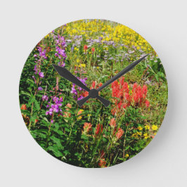 Rocky Mountain Wildflowers Runde Wanduhr