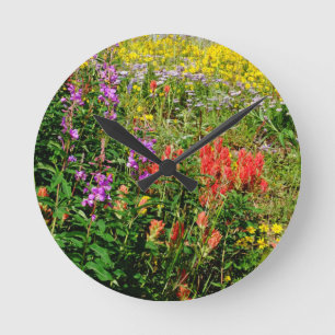 Rocky Mountain Wildflowers Runde Wanduhr