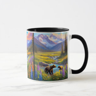 Rocky Mountains 3 Naturgemälde Hirsch Bär Tasse