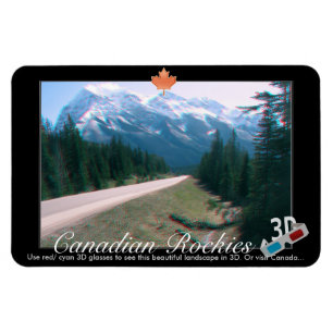Rocky Mountains Canada 3D Red Cyan Anaglyph Foto Magnet