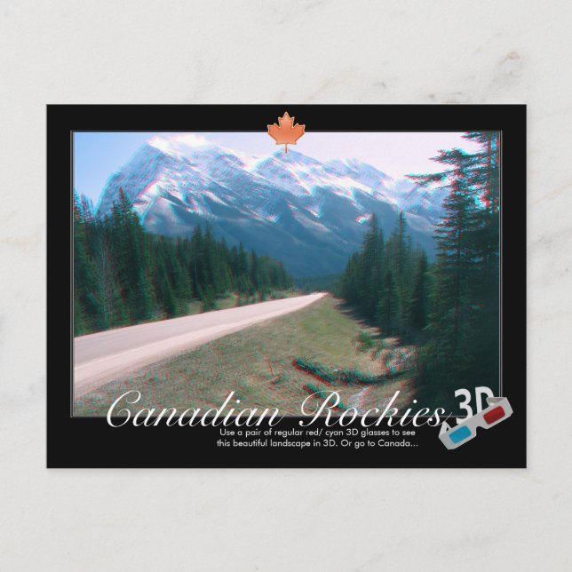 Rocky Mountains Canada Carte postale Anaglyph 3D (Devant)