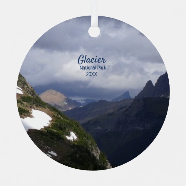 Rocky Mountains im Glacier Foto Metal Ornament (Vorderseite)