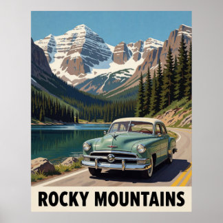 🏔️ Rocky Mountains Klassische Autoreise Poster