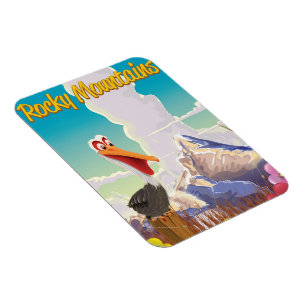 Rocky Mountains Pelican Reiseplakat Magnet