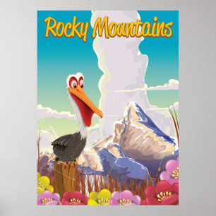 Rocky Mountains Pelican Reiseplakat Poster