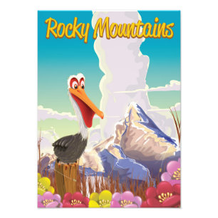 Rocky Mountains Pelikan Reiseplakat Fotodruck