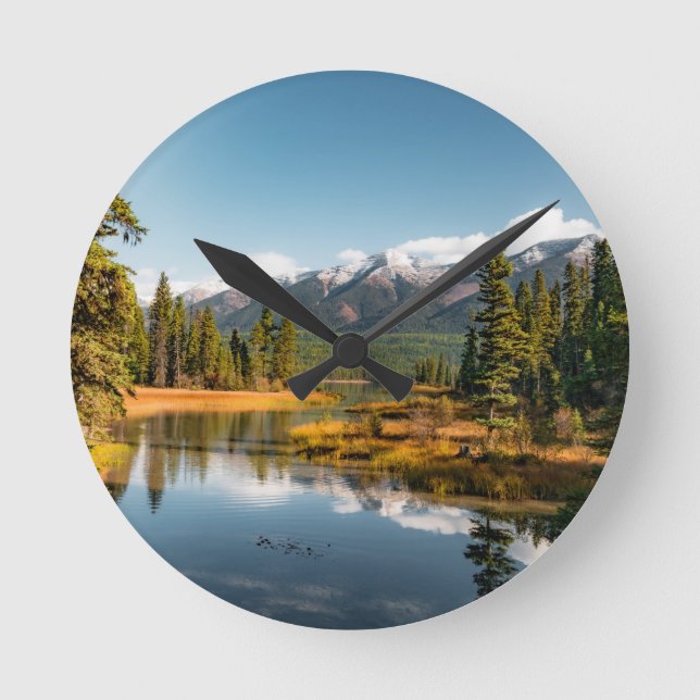 Rocky mountains round clock runde wanduhr (Vorderseite)